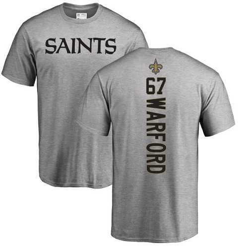Men New Orleans Saints Ash Larry Warford Backer NFL Football #67 T Shirt->new orleans saints->NFL Jersey